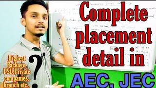 Complete placement detail in AEC, JEC | Highest package, PSUs, Private companies etc ||