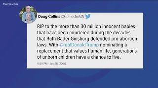 Doug Collins responds to controversial Tweet after Ruth Bader Ginsburg's death