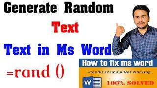 How to Generate Random Text in MS-Word || || Learn In Nepali