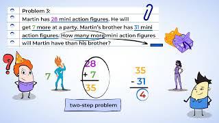 Word problem wizards, double trouble - two-step math problems | MightyOwl Math | 2nd Grade