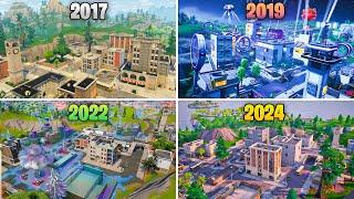 Evolution of The Entire Tilted Towers in Fortnite (2017 - 2024)
