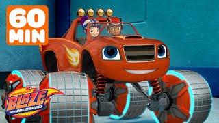 Blaze Uses MAGNET Power on his Wheels!  w/ AJ & Gabby | 60 Minutes | Blaze and the Monster Machines