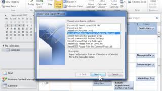 Outlook 2010 Import an iCalendar or vCalendar File into Calendar