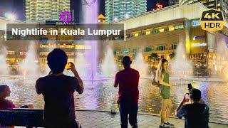 Nightlife of Kuala Lumpur's Petronas Towers - Walking Tour [4K HDR 60fps]