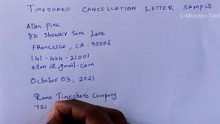 Sample format of timeshare cancellation letter