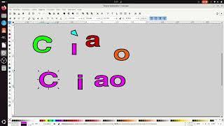 Inkscape 1.3.2: dividere il testo in lettere.