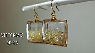 Shaker earrings with floating crystals / DIY UV resin jewelry for beginners