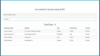 Live search in Laravel using AJAX