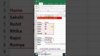 Vlookup if blank return blank  | Vlookup with if function | Excel tutorial | #shorts