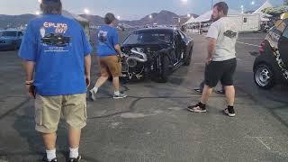 The Epling "007" Dodge Challenger SRT Hellcat warming up at Muscle Cars at the Strip