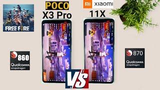 Mi 11x vs Poco X3 Pro freefire 60fps gameplay fps drop test snapdragon 860 vs 870 