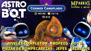 Astro Bot - Cosmos Camuflado: Niveles completos - Trofeos - Bots - Piezas - Jefes - Secretos