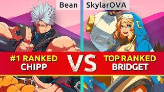 GGST ▰ Bean (#1 Ranked Chipp) vs SkylarOVA (TOP Ranked Bridget). High Level Gameplay