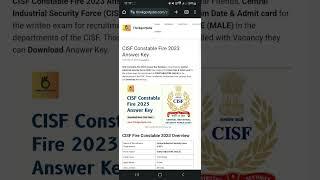  CISF Constable Fire 2023 Answer Key  #cisf #answerkey #thinkgovtjobs