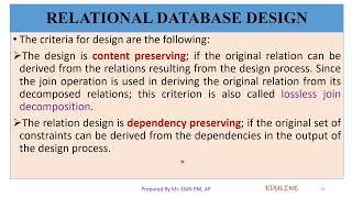 MODULE 4 - TOPIC 8 - LOSSLESS JOIN DECOMPOSITION