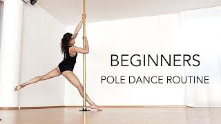 Beginners Pole Dance Routine VERY SIMPLE (First Pole class)