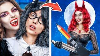 Nerd Miss Circle Glow Up into Popular! How to Become a Vampire!