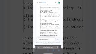 Valid Palindrome String Using Google Bard AI | Google Bard Demo #shorts