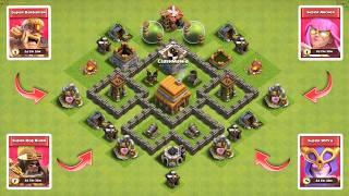 All Super Troops in Clash of Clans vs Town Hall 4 Base