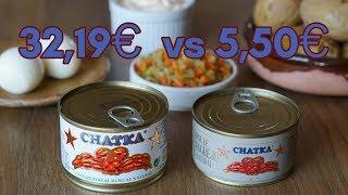 Ensaladilla de chatka comparada 32,19€ vs 5,50€