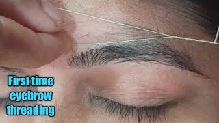 First time eyebrow threading/eyebrow threading tutorial step by step/eyebrow transformation /eyebrow