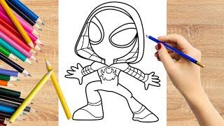 How to Draw Ghost Spider Gwen stacy | Spiderman Drawing For kids | Draw spider woman