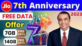 Jio 7th Anniversary 2023 Celebrate Jio Free Data Offer 7GB Free Data 14GB Extra Data Recharge Offer