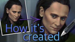 How Digital Art is made in GIMP  Painting Tom Hiddleston as Loki