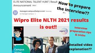 WIPRO ELITE NLTH 2021 Results Out!! || Cut off || Interview Preparation