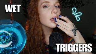 ASMR | Wet & Delicate Trigges (spit painting, mouth sounds, spoolie, lip balm & more) 