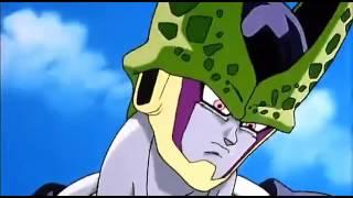 Cell isn't amused by Krillin's Destructo Disc