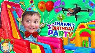 Shawn's 2nd Birthday Party! BOUNCE HOUSE Inflatable Outdoor Playground Giant Slides FUNnel VIsi