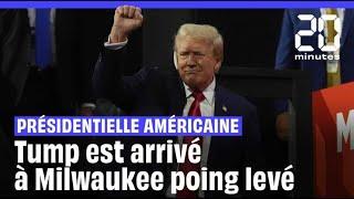 Présidentielle américaine : Poing levé et pansement à l'oreille, Trump est arrivé à Milwaukee