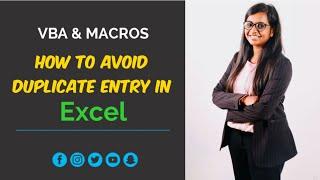 Advance Excel | How to Avoid  Duplicate entry in Excel  #VBA #MACROS