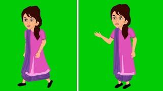 Green Screen Lady Cartoon Character/Green Screen Village woman Cartoon Character/Green Screen Video