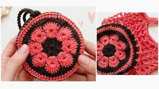 Вяжем крючком авоську-трансформер ️ Мотив африканский цветок – круг Crochet bag – flower motif 
