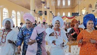 OONI OF IFE'S ELEGANT QUEEN MARIAM, QUEEN ELIZABETH, QUEEN ASHLEY & QUEEN TEMITOPE DURING SERVICE