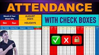 Attendance Sheet With CheckBoxes in Excel 2024 | Attendance Sheet | Attendance Register
