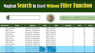 Magical Search Bar in Excel without Filter Function | No VBA | Excel Macro