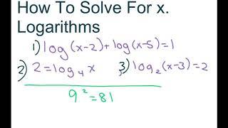 How To Solve For x. Logarithmic Equations