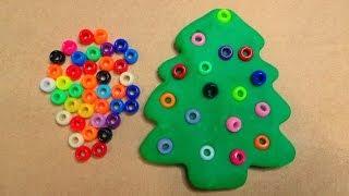 Playdough and Pony Bead Christmas Trees