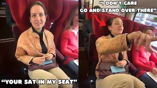 Man Confronts Entitled Woman Who REFUSES To Move From His Paid Seat