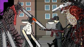 Denji Chainsaw Man vs Aki Gun Devil . Animation Drawing Cartoon 2. PART 1