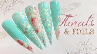 Florals & Foils Nail Art Design | Spring Nails