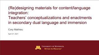 (Re)designing Materials for Content/Language Integration: Teachers Conceptualizations and Enactments