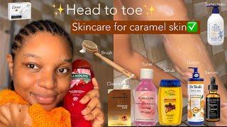 *Head to toe* skincare for caramel and dark skin | very cheap and affordable 