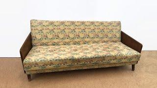 ПЕРЕДЕЛКА старого советского ДИВАНА в современный диван. Реставрация, обивка мебели.