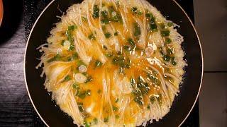 Cách làm Trứng Chiên Nấm Kim Châm giòn ngon đơn giản  | 팽이버섯계란 Enoki Mushrooms Recipe