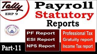 Payroll Statutory Reports in Tally ERP 9 Class-11|Complete Tally Payroll Tutorials in Hindi Part-117