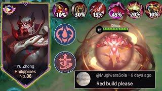 SUPREME YU ZHONG RED BUILD! (The Best Abnormal lifesteal that can 1 shot combo)